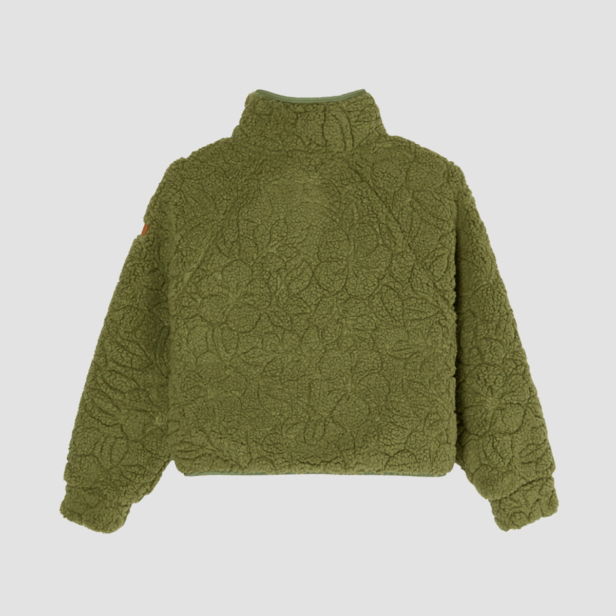 Roxy Blurry Cloud Sherpa Fleece Jacket Oil Green Outline Mo - Girls