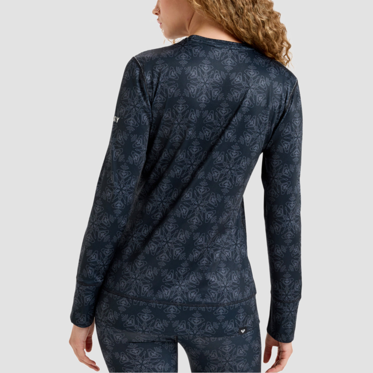 Roxy Daybreak Brushed Baselayer Longsleeve T-Shirt True Black Snowflakes - Womens