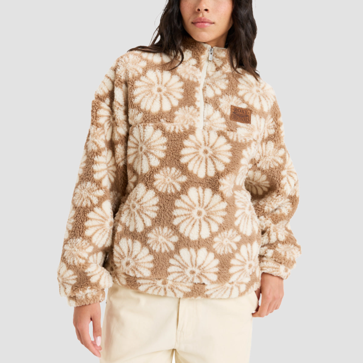 Roxy Jive Talking Half Zip Polar Fleece Jacket Portobella Tropical Tile Polar - Womens