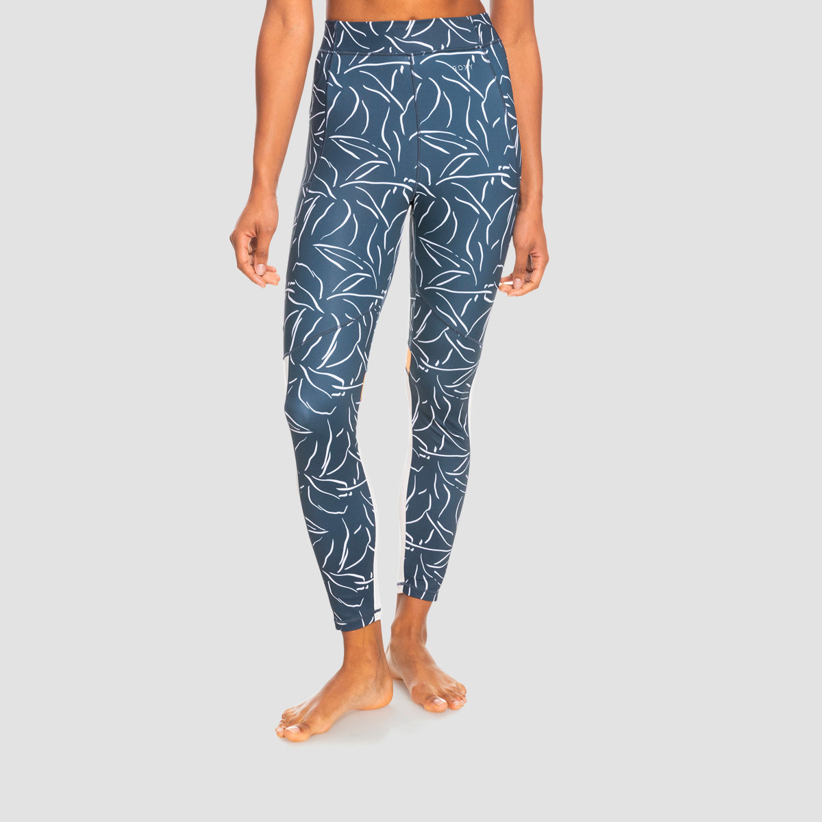 Roxy Keep On Trying Fitness Leggings Mood Indigo Tropical Mood - Womens