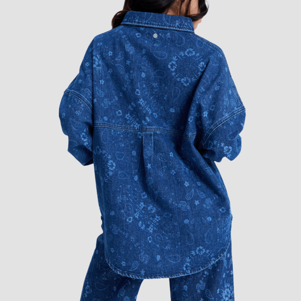 Roxy Kick Back Washed Denim Longsleeve Shirt Ocean Blue - Womens