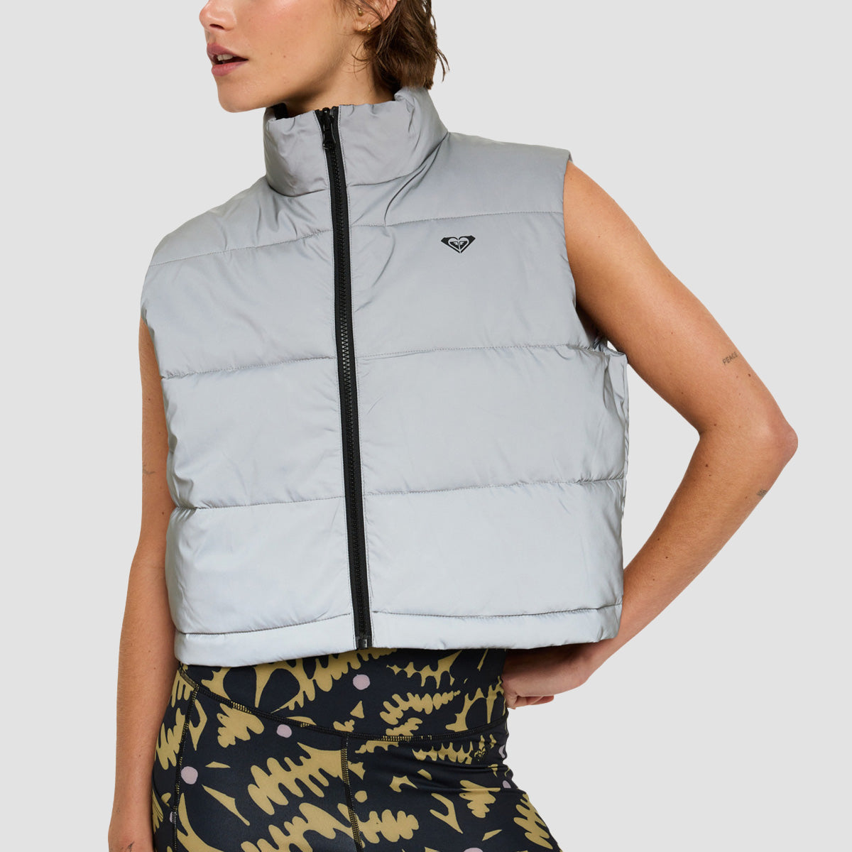 Roxy Move Free Technical Puffy Vest Silver Reflective - Womens