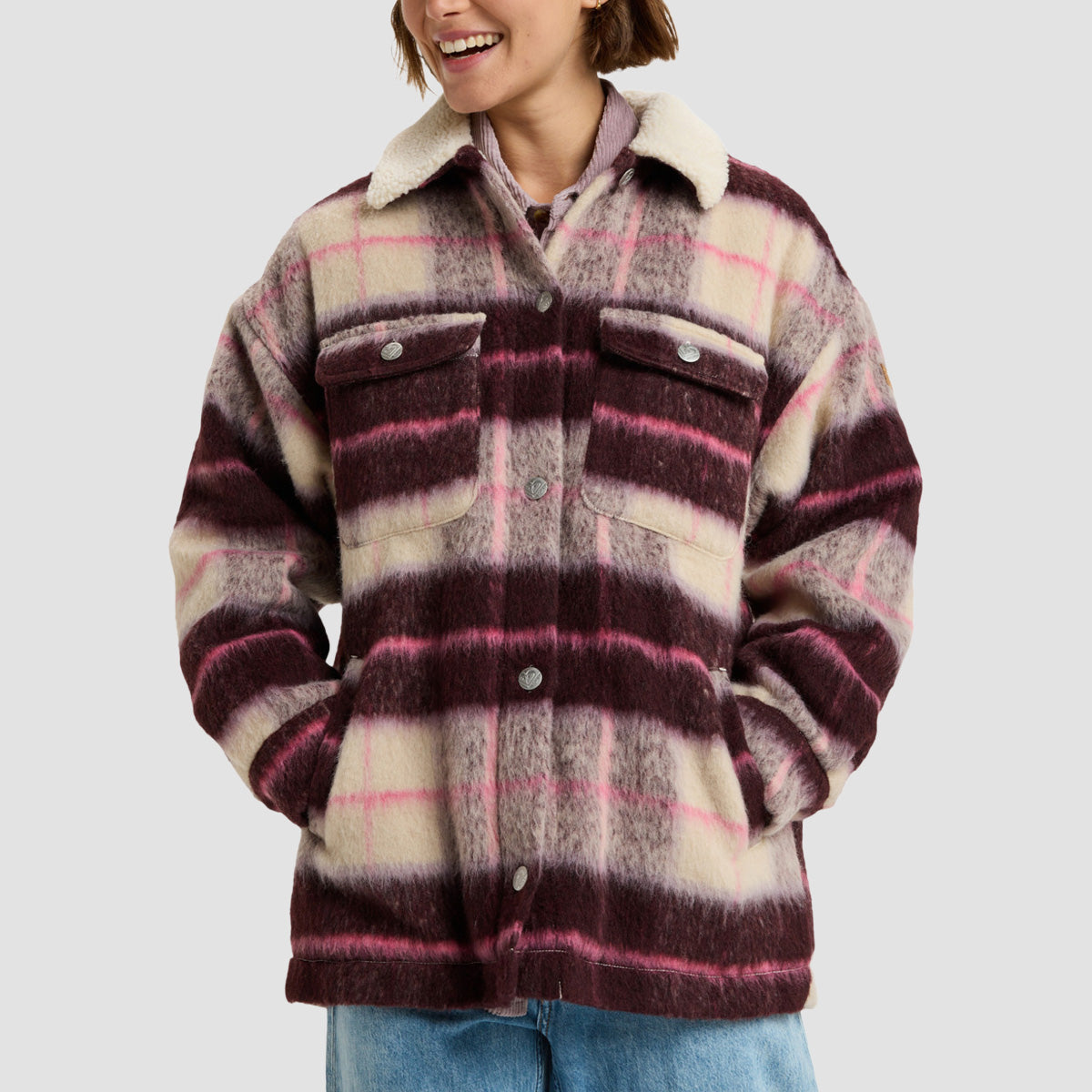 Roxy Passage Of Time Jacket Parchment Mariachi Plaid - Womens