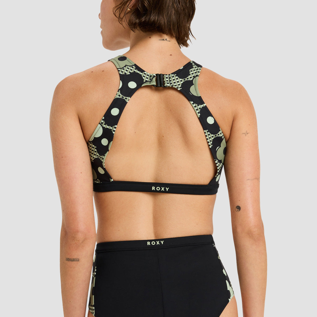 Roxy Pro Wave Crop Top Bikini Top Anthracite Roxy Pro - Womens