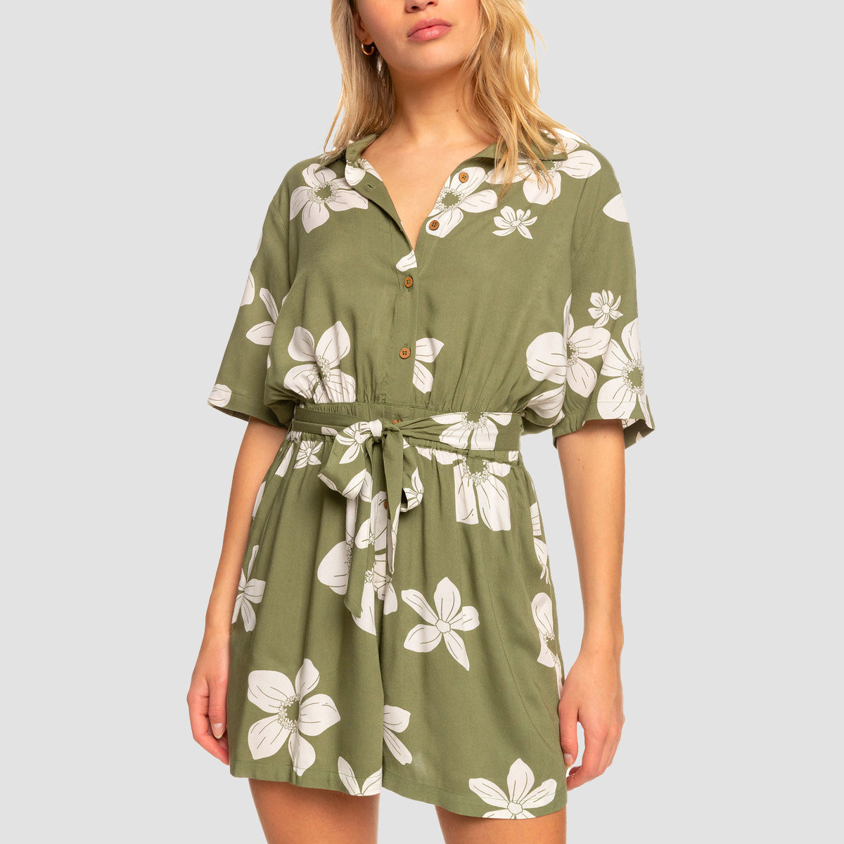 Roxy Real Yesterday Playsuit Loden Green Surfrider Spirit B - Womens