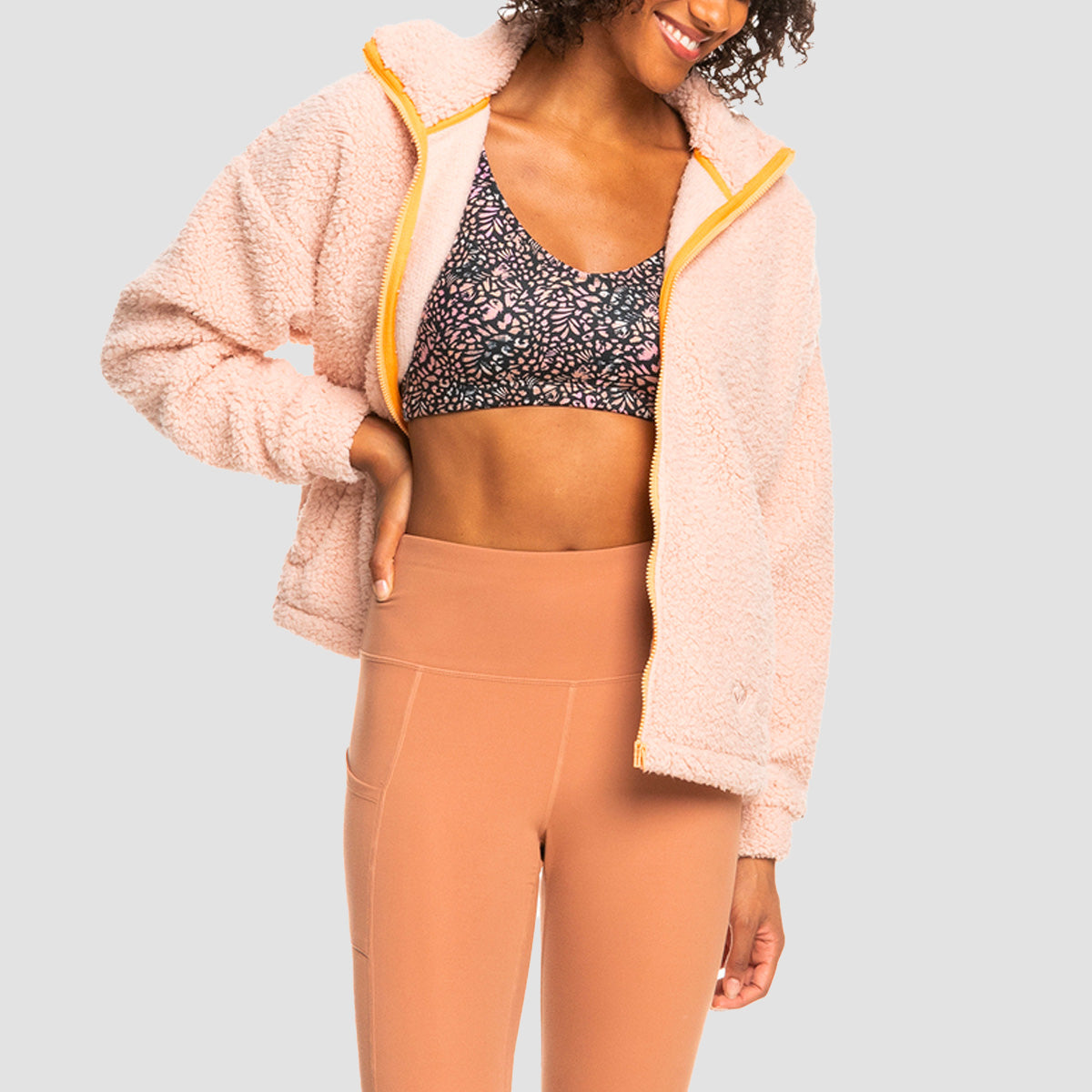 Roxy Sherpa Jacket Peach Whip - Womens