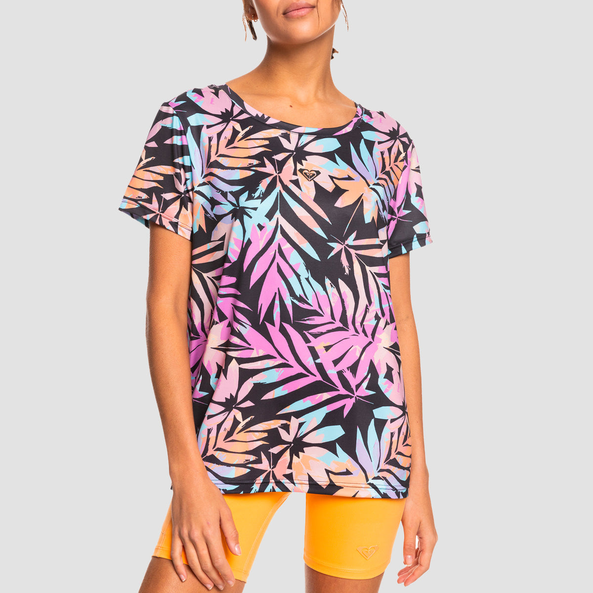 Roxy Signature Moves Sportsl T-Shirt Anthracite Zebra Jungle - Womens