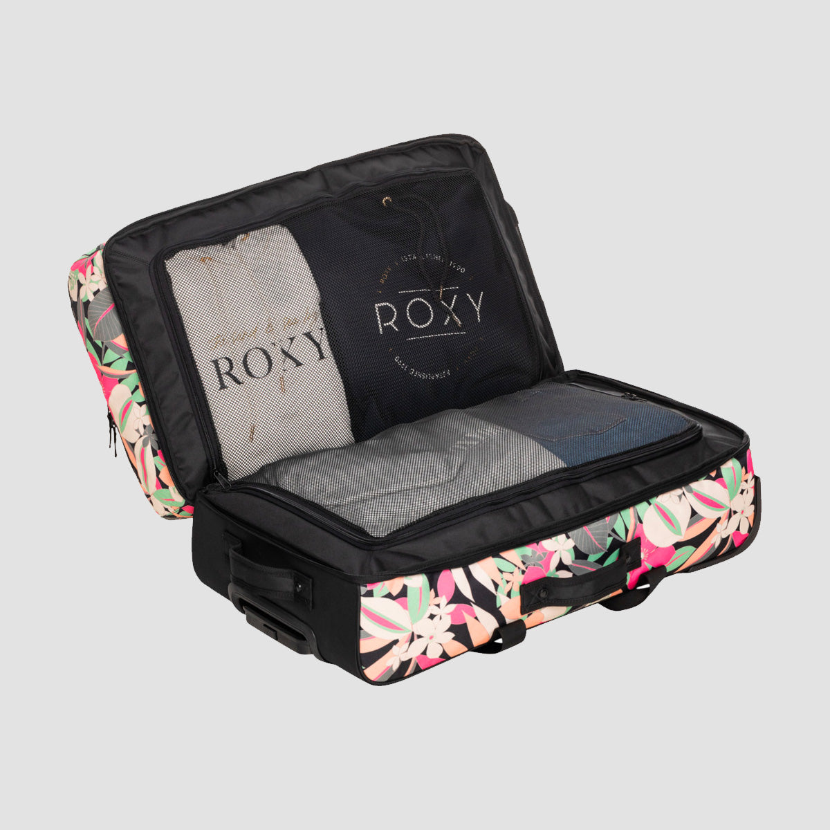 Roxy Travel Dreaming 62L Wheelie Suitcase Anthracite Palm Song Axs - Womens