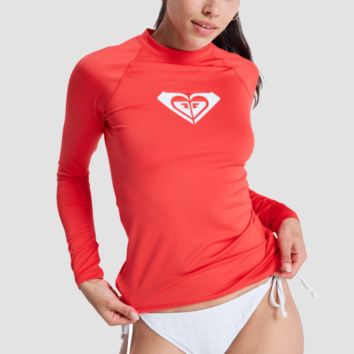 Roxy Whole Hearted Longsleeve UPF 50 Rash Vest Hibiscus - Womens