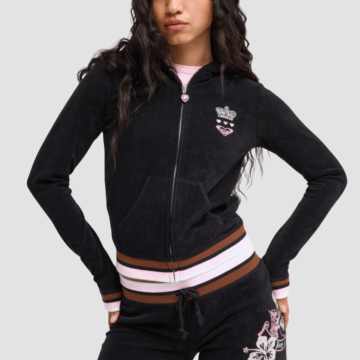 Roxy X Juicy Couture Fitted Zip Hoodie Anthracite