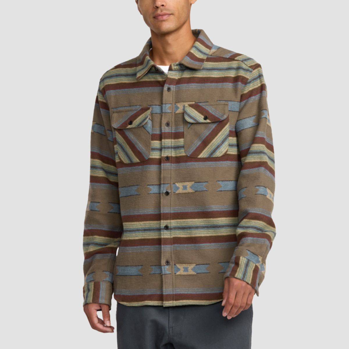 RVCA Dayshift Blanket Longsleeve Shirt Mushroom