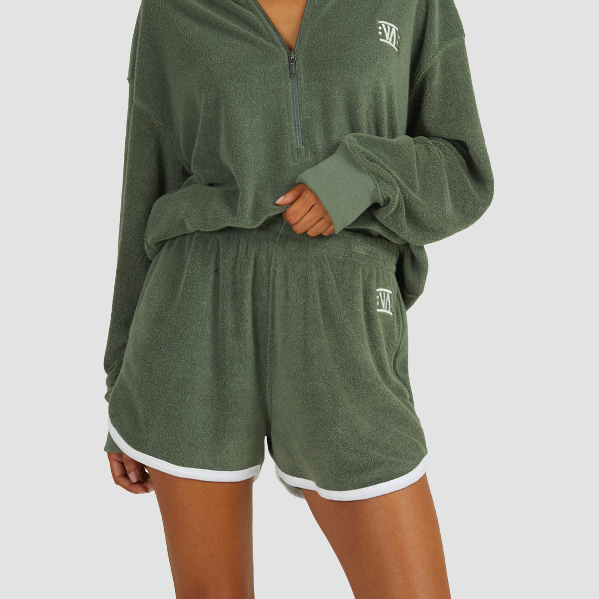 RVCA Grand Slam Sweat Shorts Tree Green - Womens