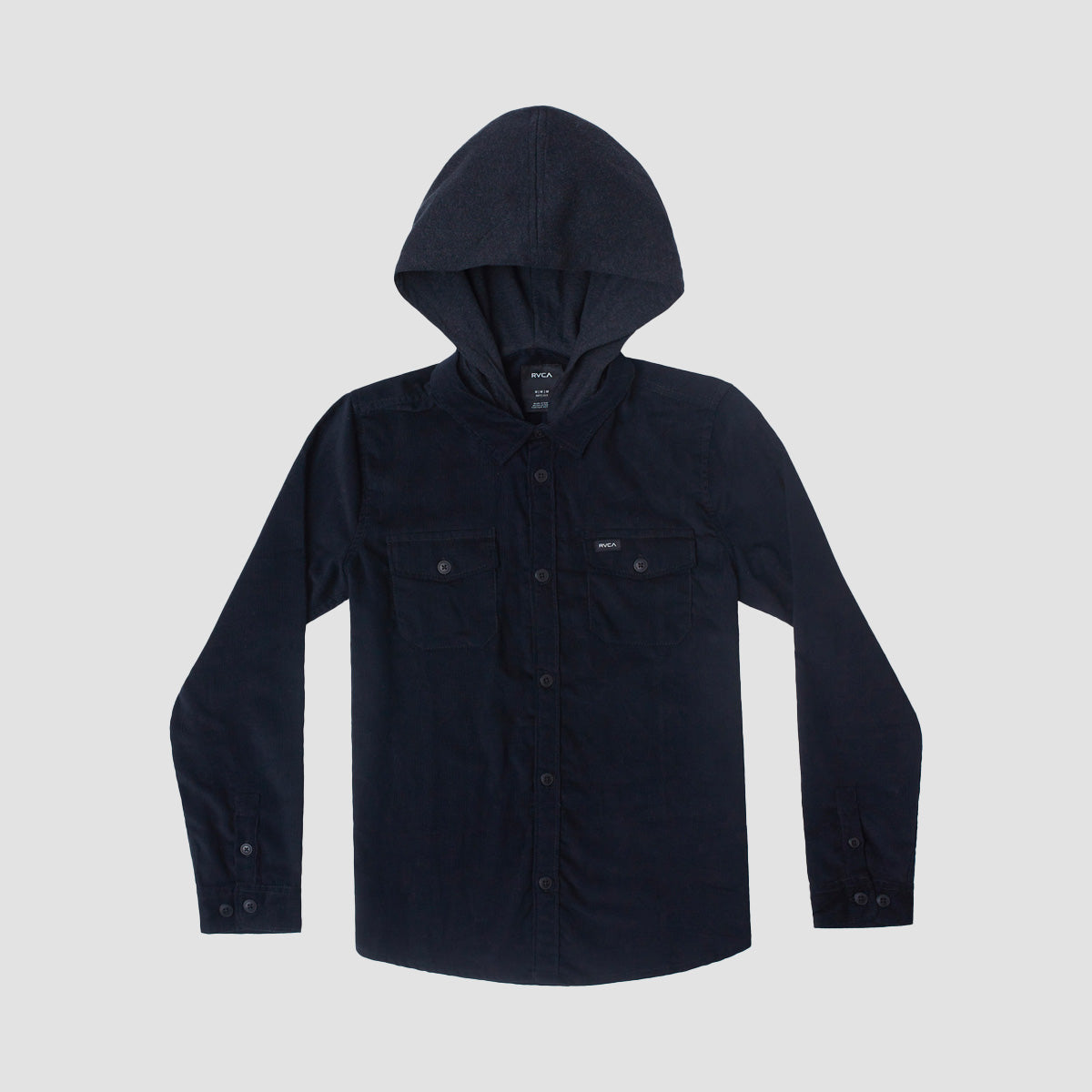 RVCA Huskered Hooded Longsleeve Flannel Shirt Black - Kids