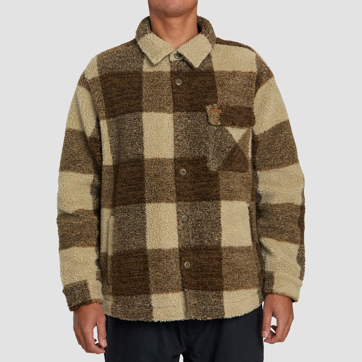 RVCA Lockheart Longsleeve Sherpa Shirt Khaki