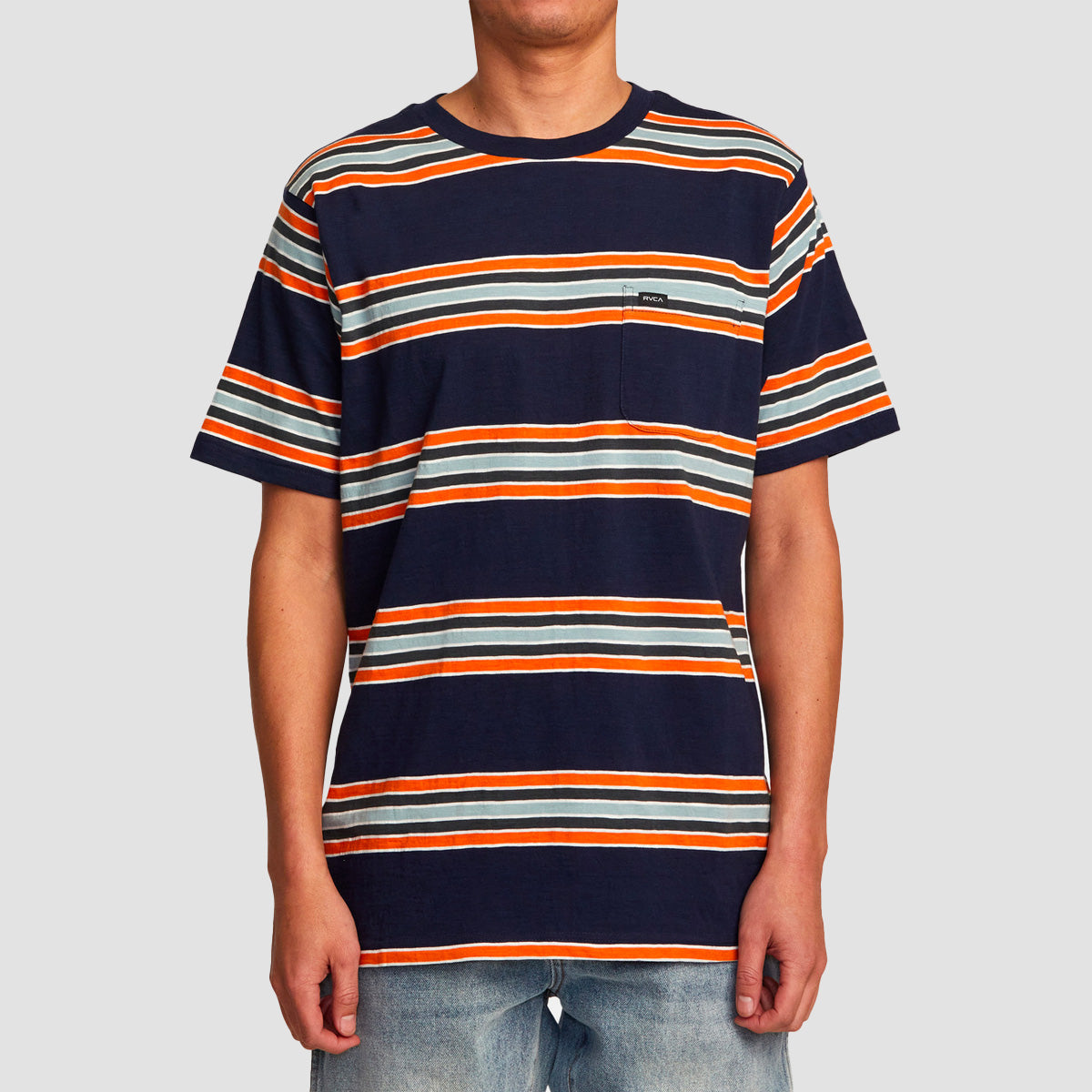 RVCA Somedays Stripe T-Shirt Navy Marine