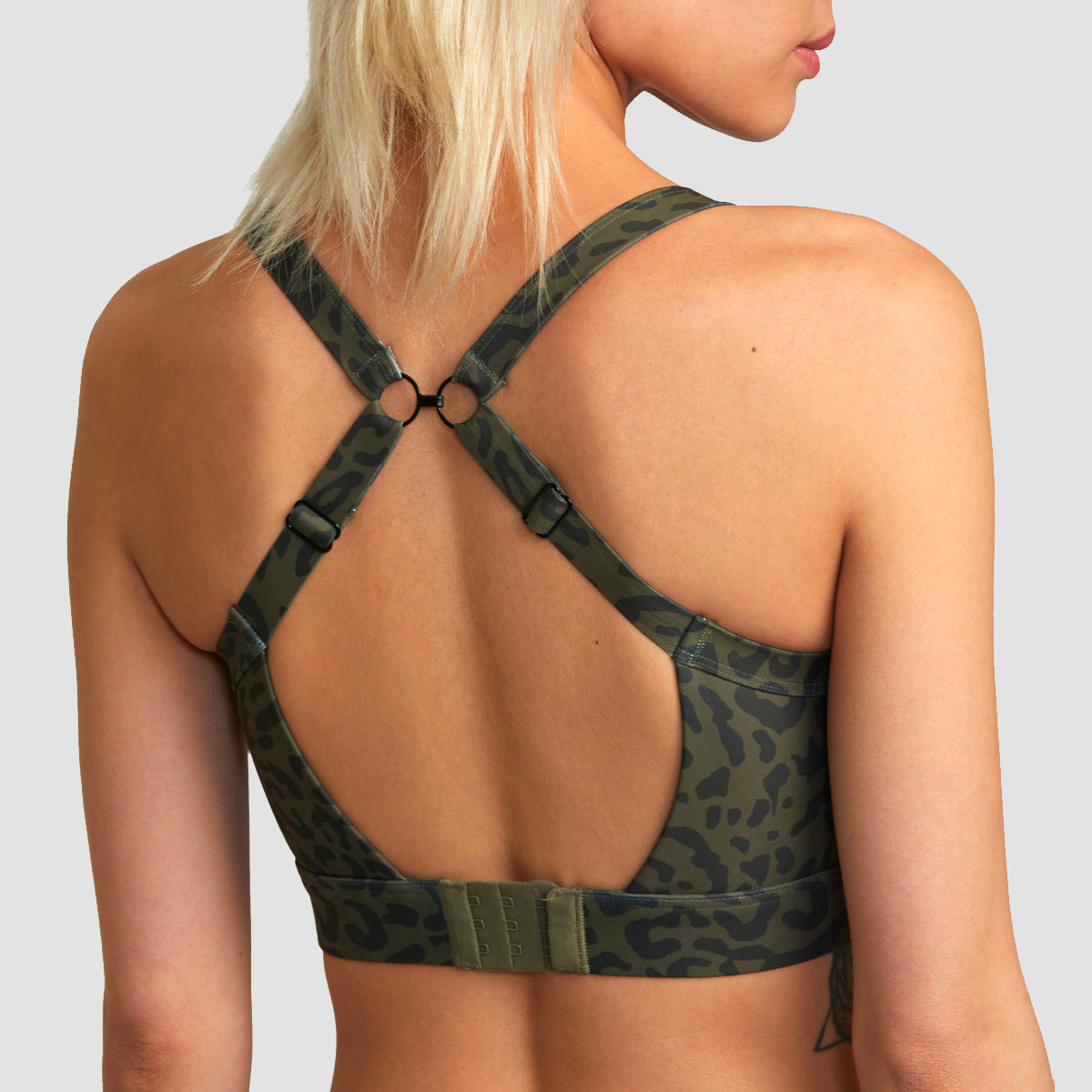 RVCA VA Essential High Impact Sports Bra Animal Olive - Womens