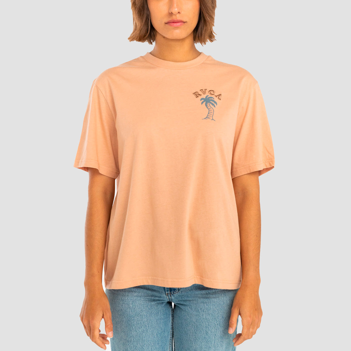 RVCA Va Palm T-Shirt Pink Sand - Womens