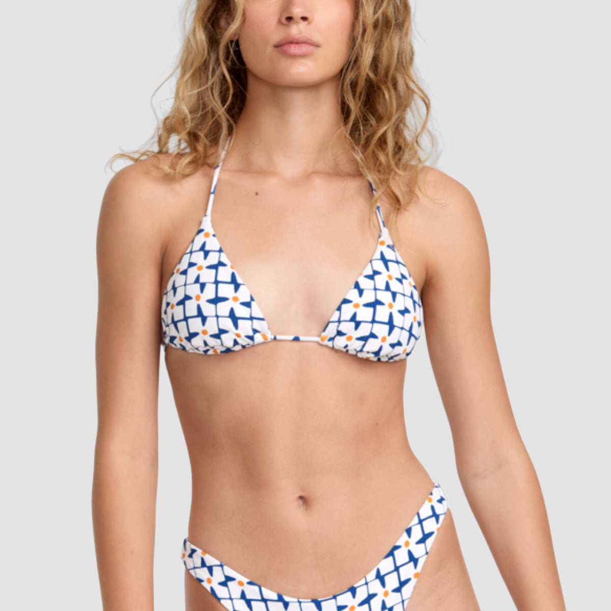 RVCA Vacation Triangle Halter Bikini Top Whisper White - Womens