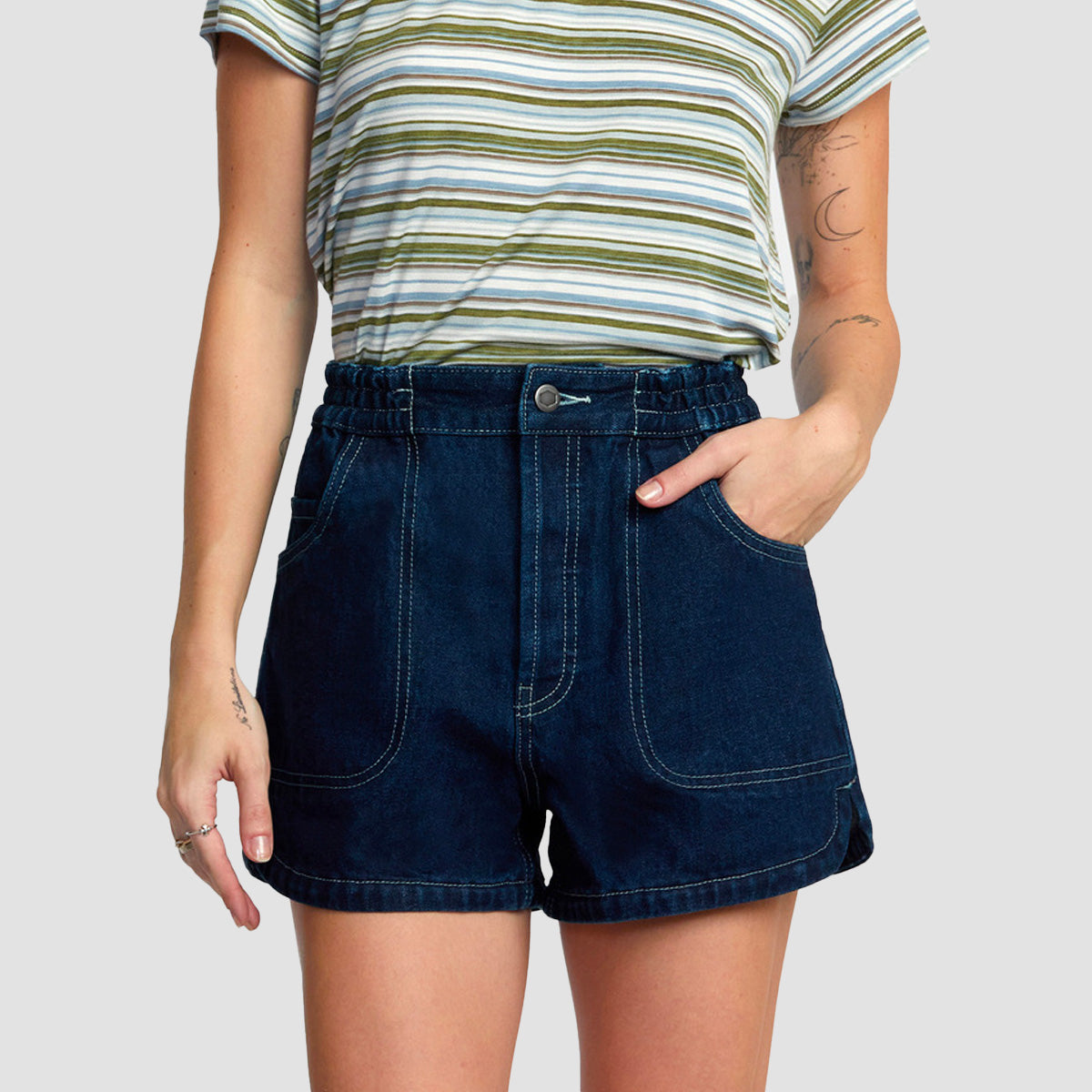 RVCA Venice Denim Shorts Dark Indigo - Womens