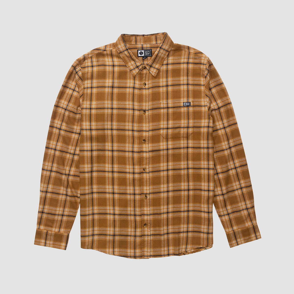 Salty Crew Early Bird Flannel Longsleeve Shirt Bronze Brown