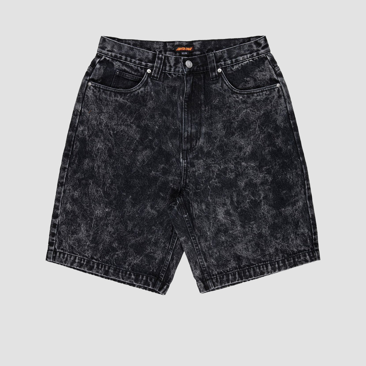 Santa Cruz Big Denim Shorts Black Acid Wash