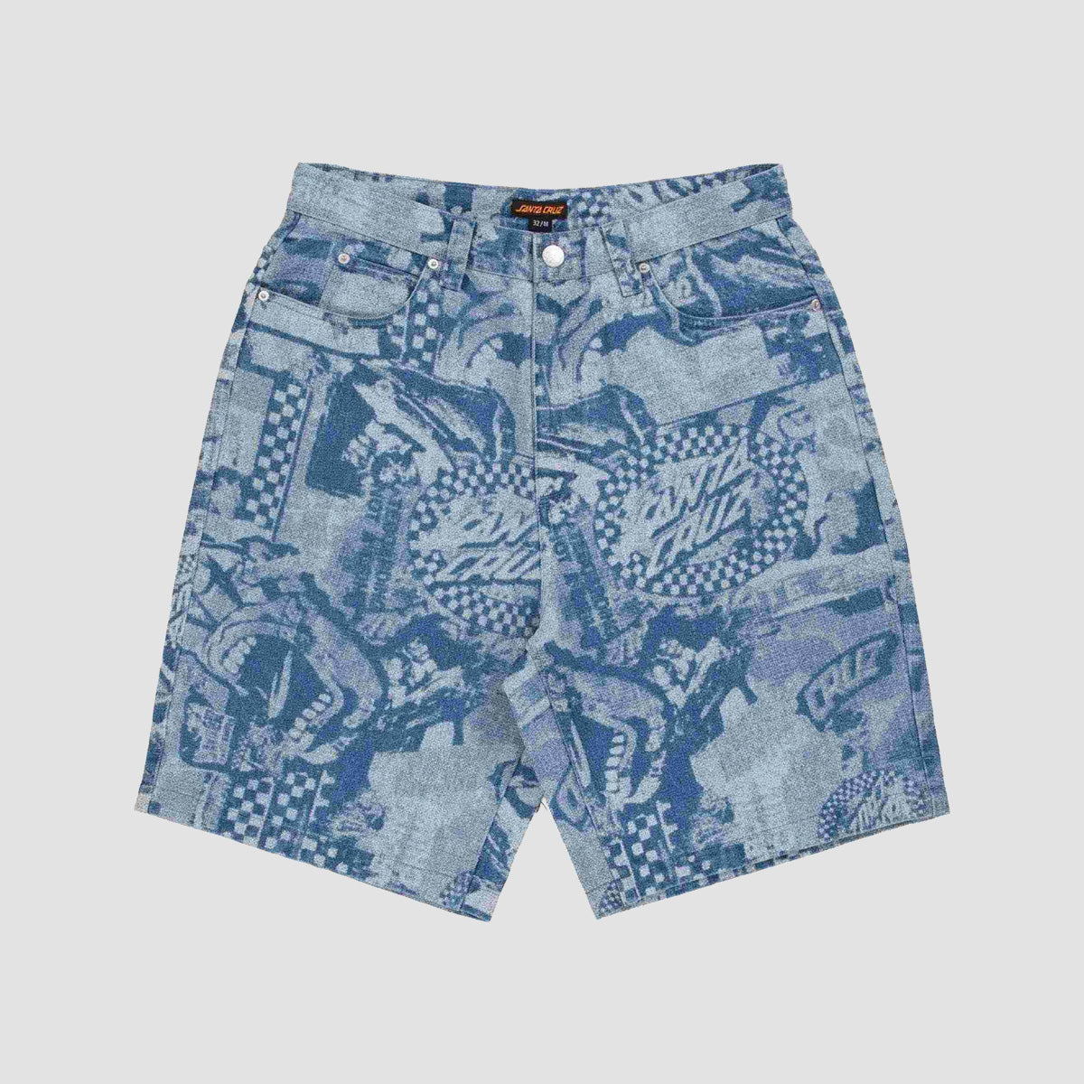Santa Cruz Big Denim Shorts Stonewash Collage