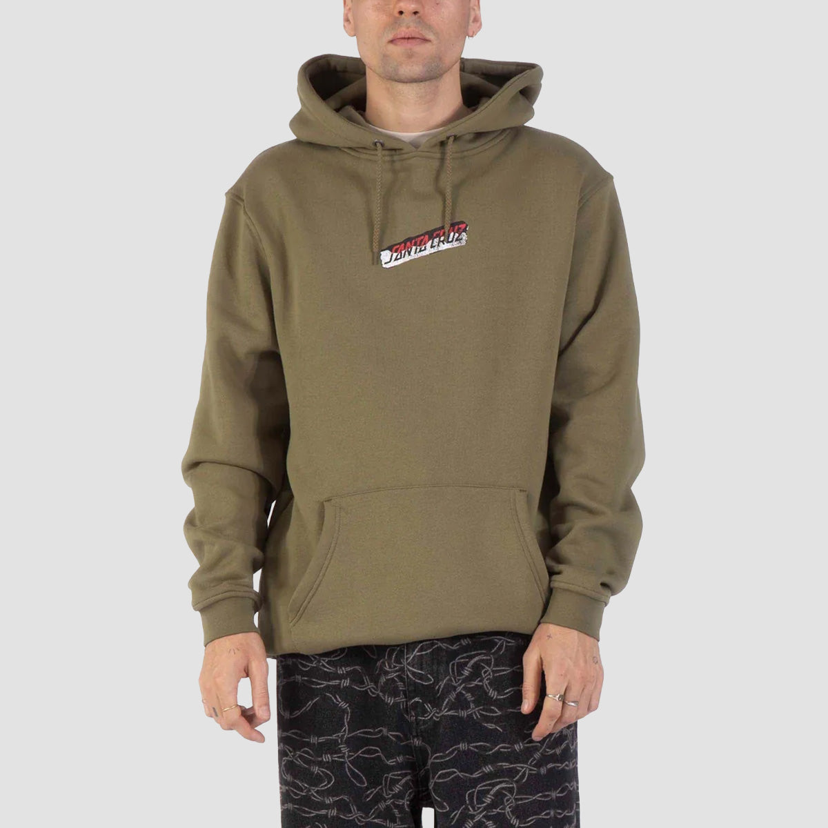 Santa Cruz Damaged Hand Pullover Hoodie Deep Olive