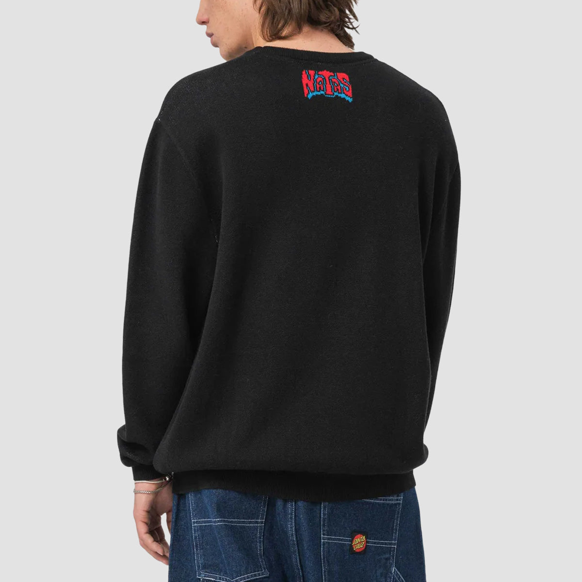 Santa Cruz Natas SC Panther Knit Crew Sweater Black