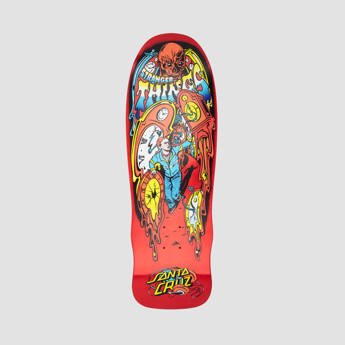 Santa Cruz X Stranger Things Grabe Max Melting Clock Skateboard Deck GITD - 9.7"