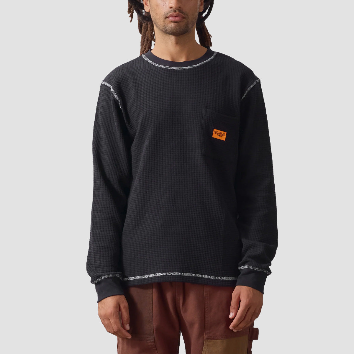 Service Works Waffle Contrast Thermal Longsleeve T-Shirt Black/White