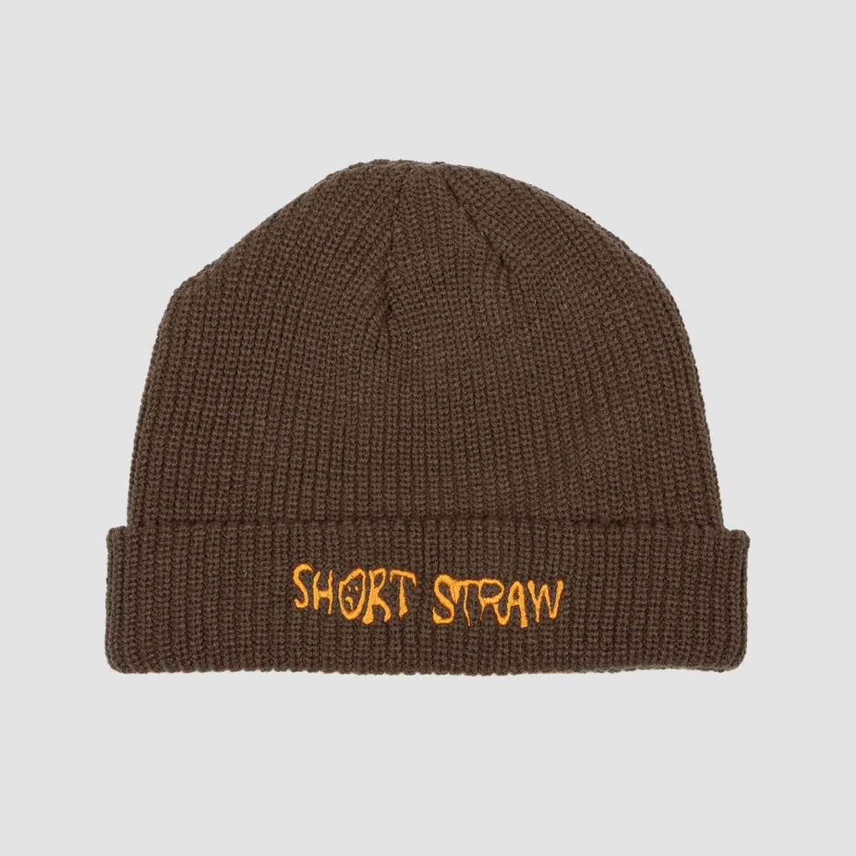 Short Straw Warped Beanie Brown/Orange
