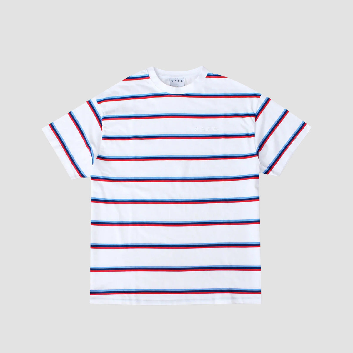 Skateboard Cafe Stripe T-Shirt White/Royal