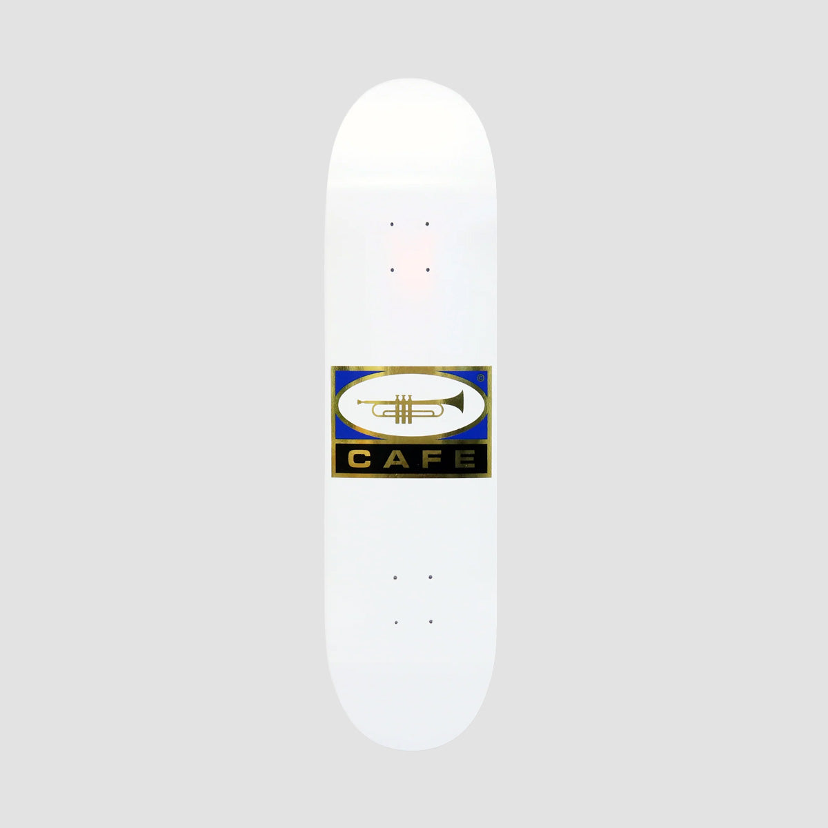 Skateboard Cafe Trumpet Logo Skateboard Deck White/Gold - 7.75"