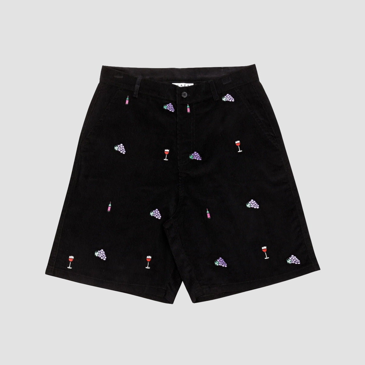 Skateboard Cafe Vino Corduroy Embroidered Shorts Black