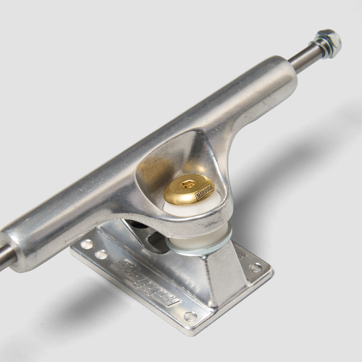 Slappy ST1 Inverted Hollow Lights/Ultra Low Kingpin (6 Hole Baseplate) Skateboard Trucks 1 Pair Polished/Gold - 9"