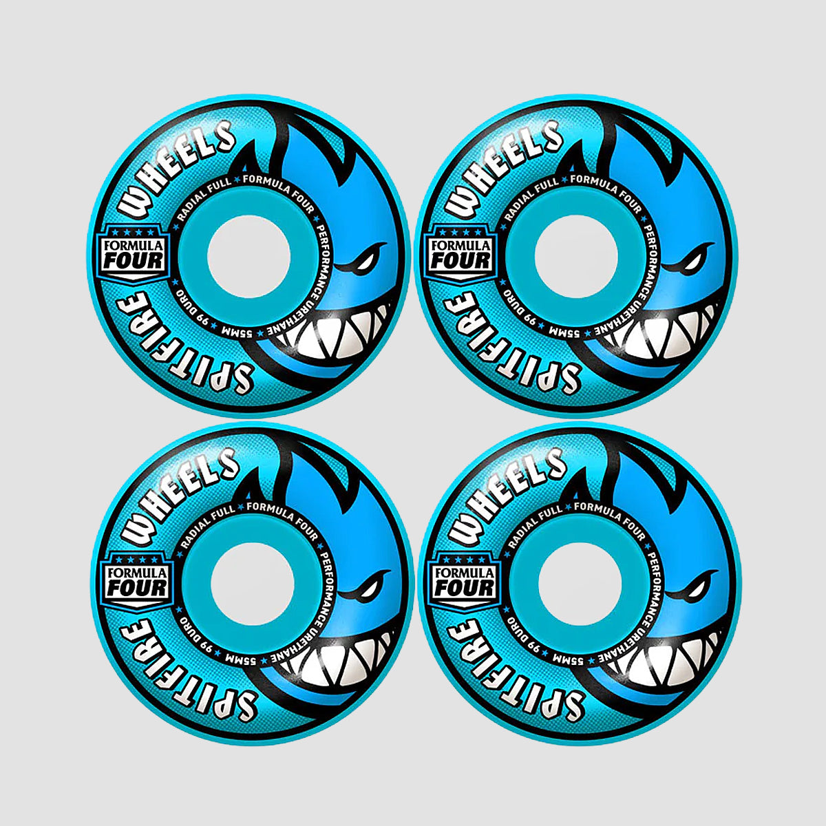 Spitfire F4 Radial Full 99DU Skateboard Wheels Light Blue 55mm