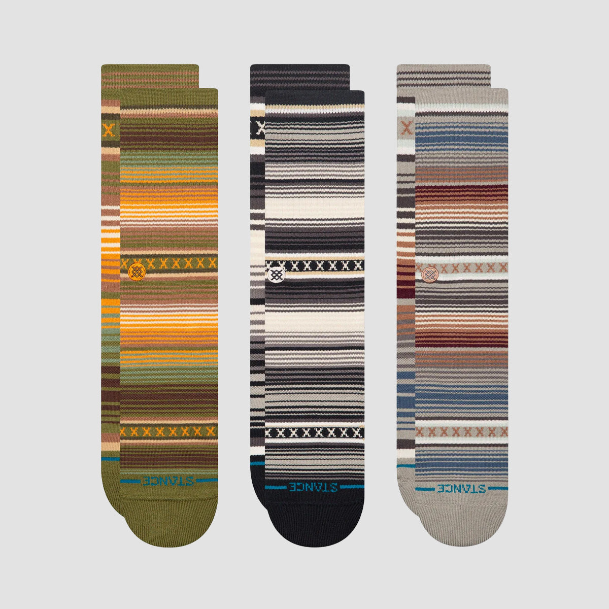 Stance Curren Crew Socks 3 Pack Green