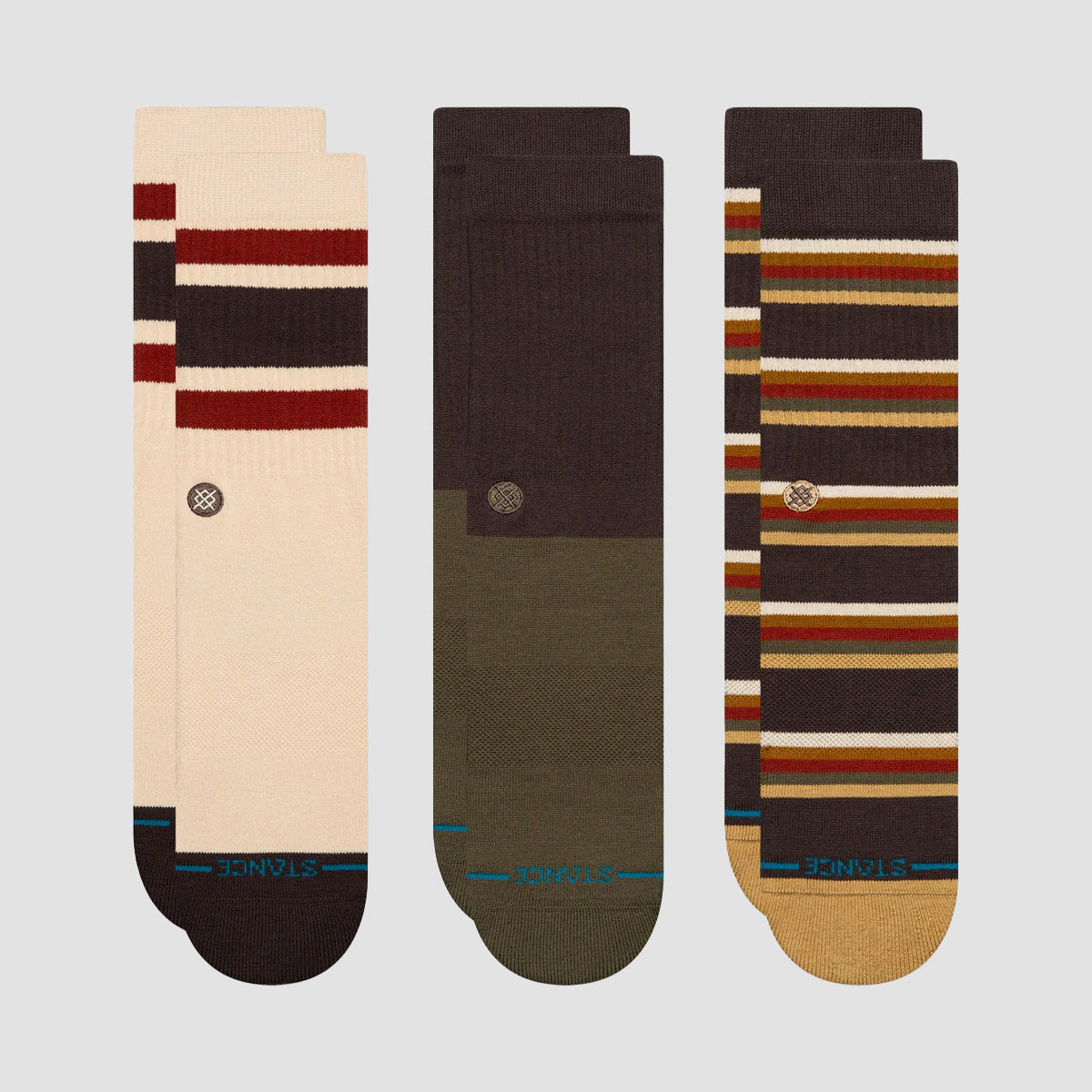 Stance Mill House Crew Socks 3 Pack Dark Brown