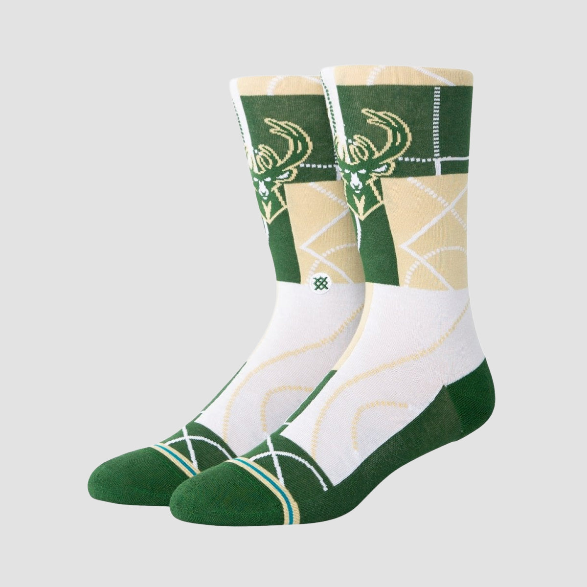 Stance NBA Zone Milwaukee Bucks Crew Socks Green