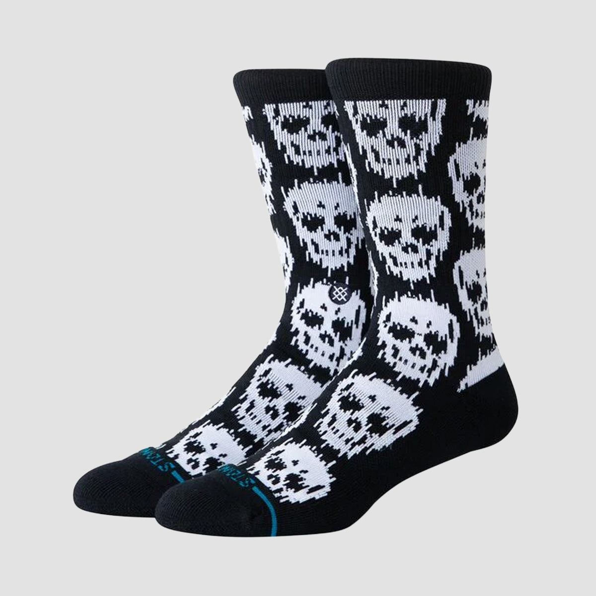 Stance Static Skull Crew Socks Black