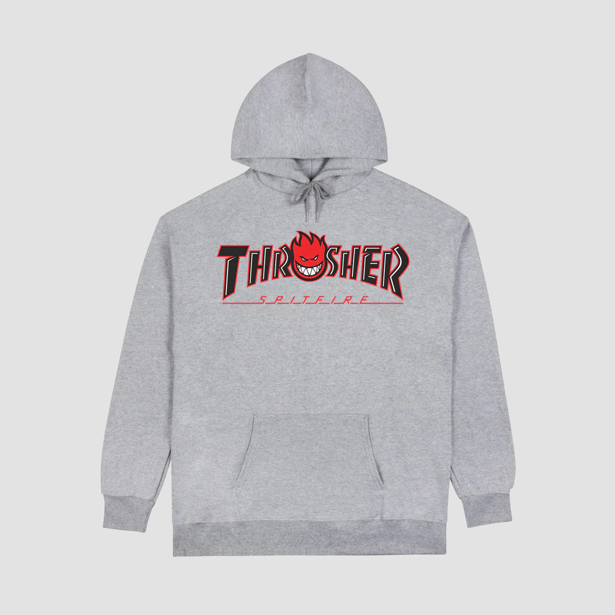 Thrasher X Spitfire Big Head Outline Pullover Hoodie Ash