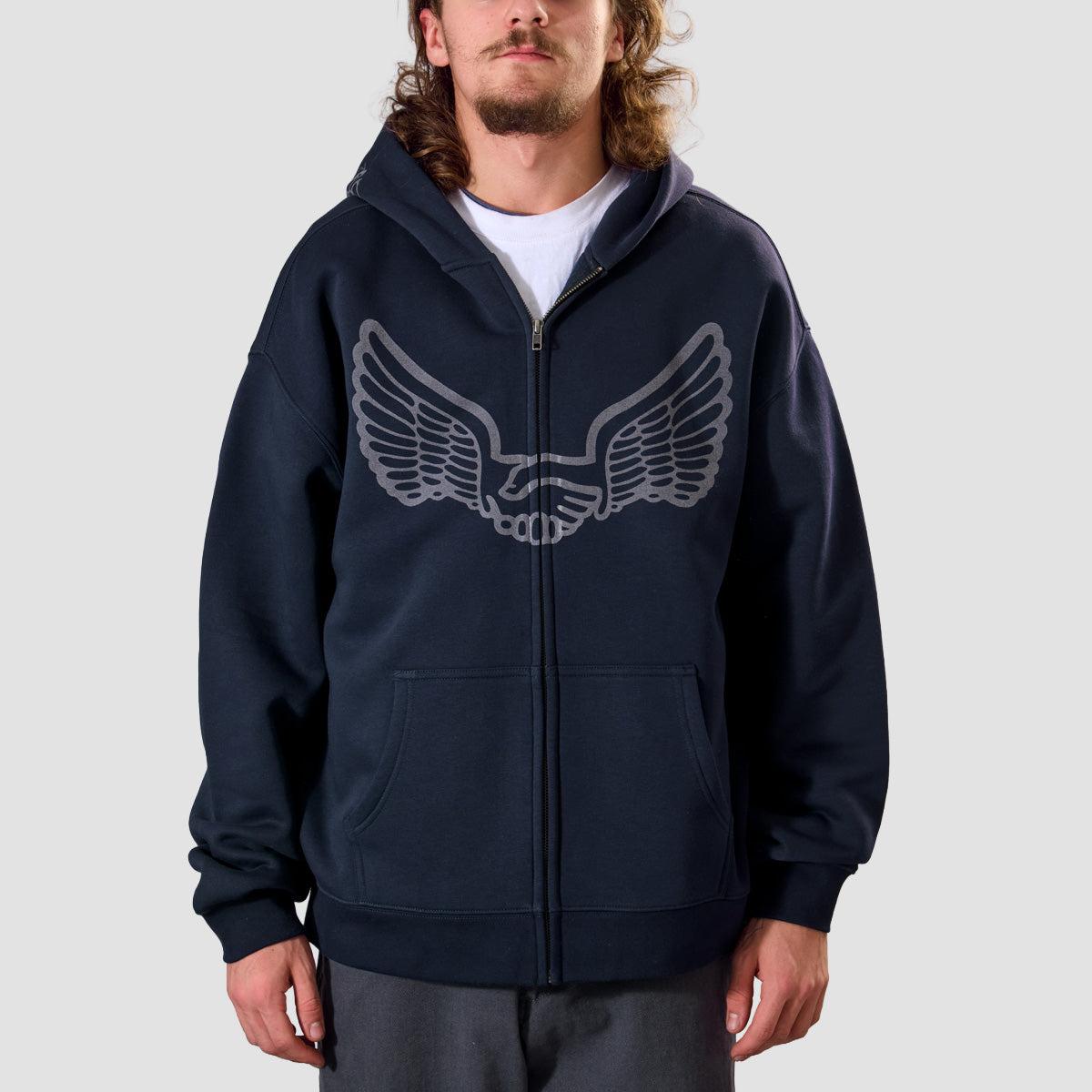 Unabomber Wings Zip Hoodie Navy