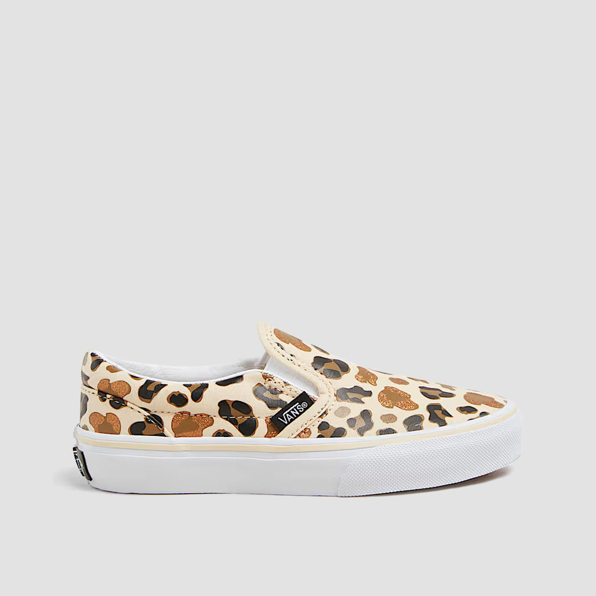 Vans Classic Slip-On Shoes Leopard Glitter Brown/True White Kids