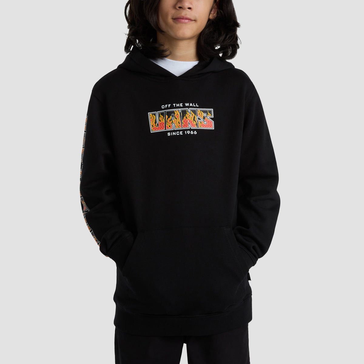Vans Digi Flames Pullover Hoodie Black Kids
