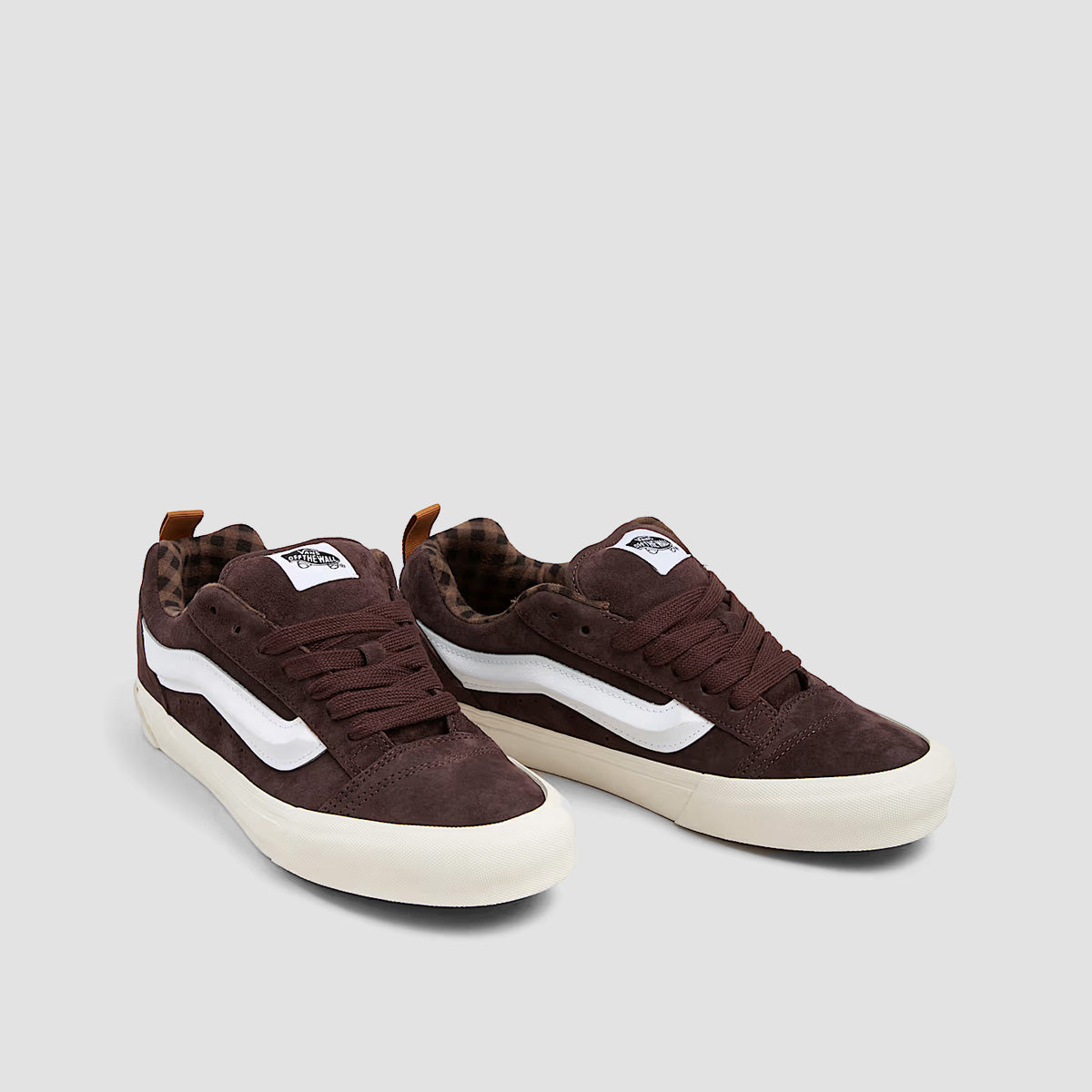 Vans Knu Skool Shoes - Pig Suede Plaid Brown