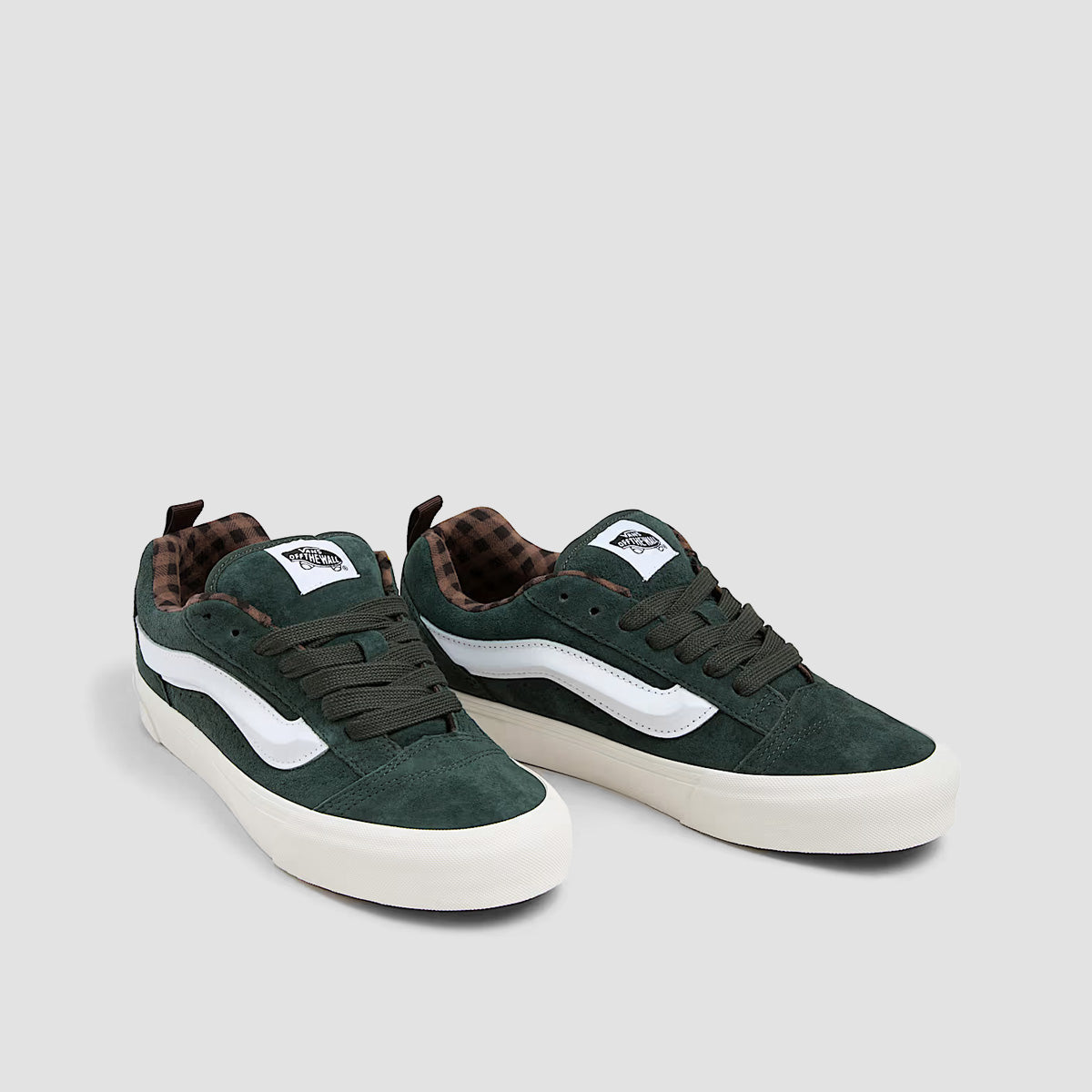 Vans Knu Skool Shoes - Pig Suede Plaid Scarab