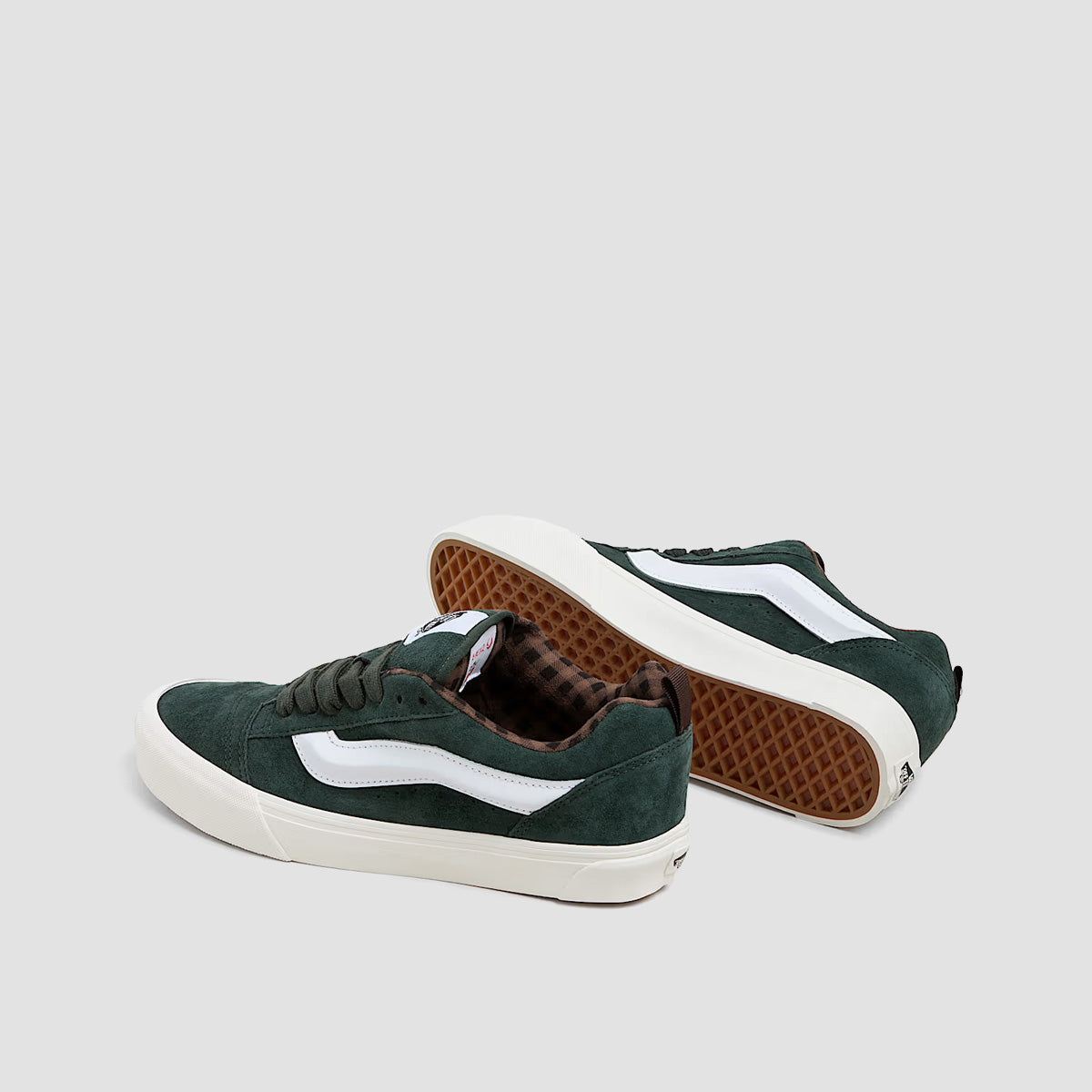 Vans Knu Skool Shoes - Pig Suede Plaid Scarab