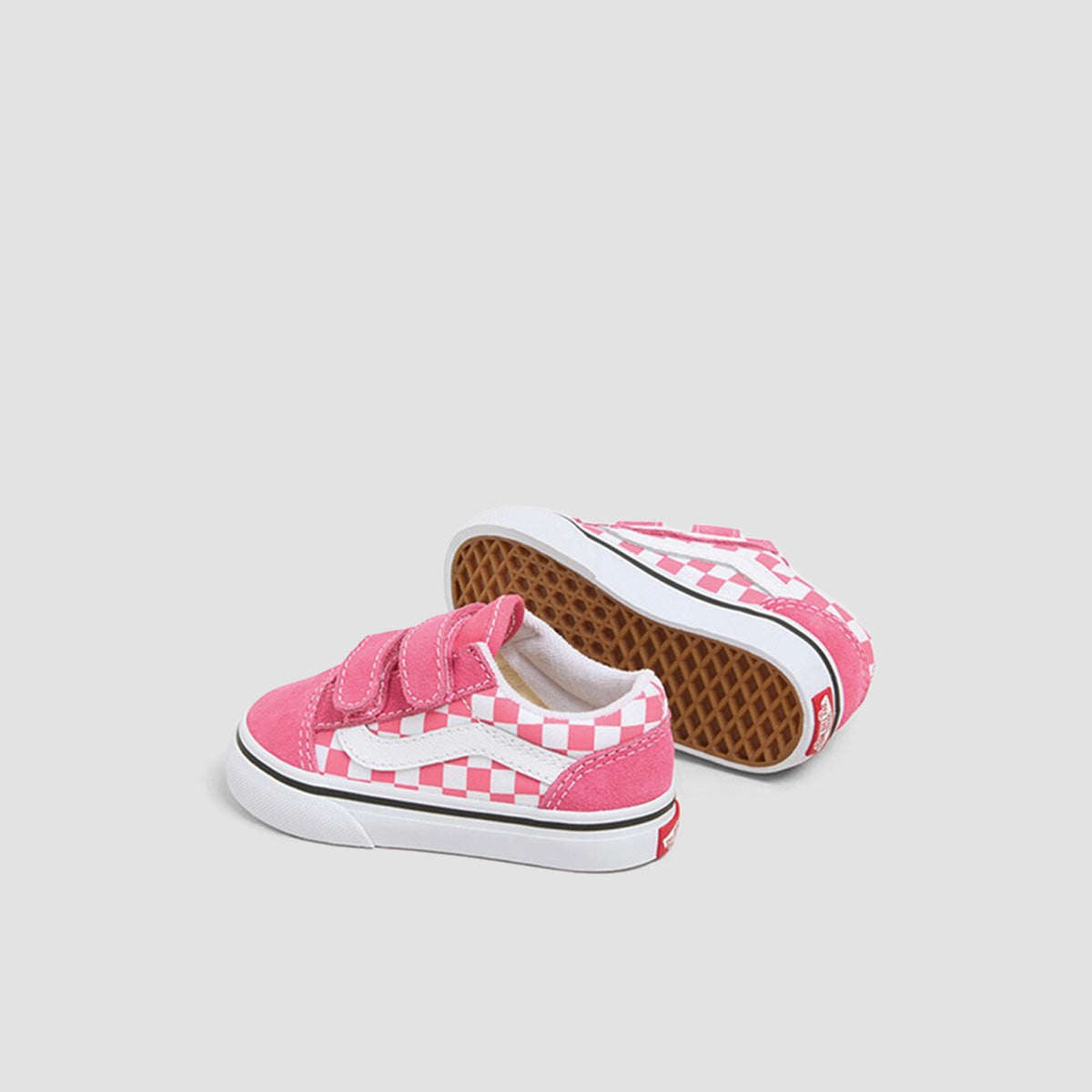 Vans Old Skool V Shoes - Colour Theory Checkerboard Honeysuckle - Kids