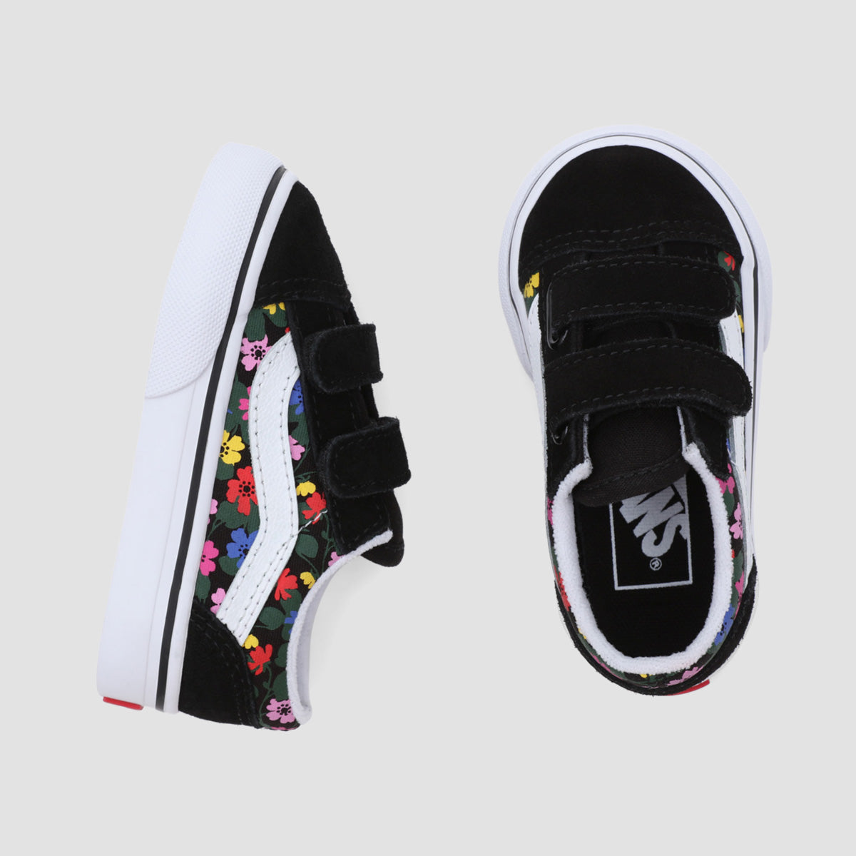 Vans Old Skool V Toddler Shoes - Floral Black/White - Kids