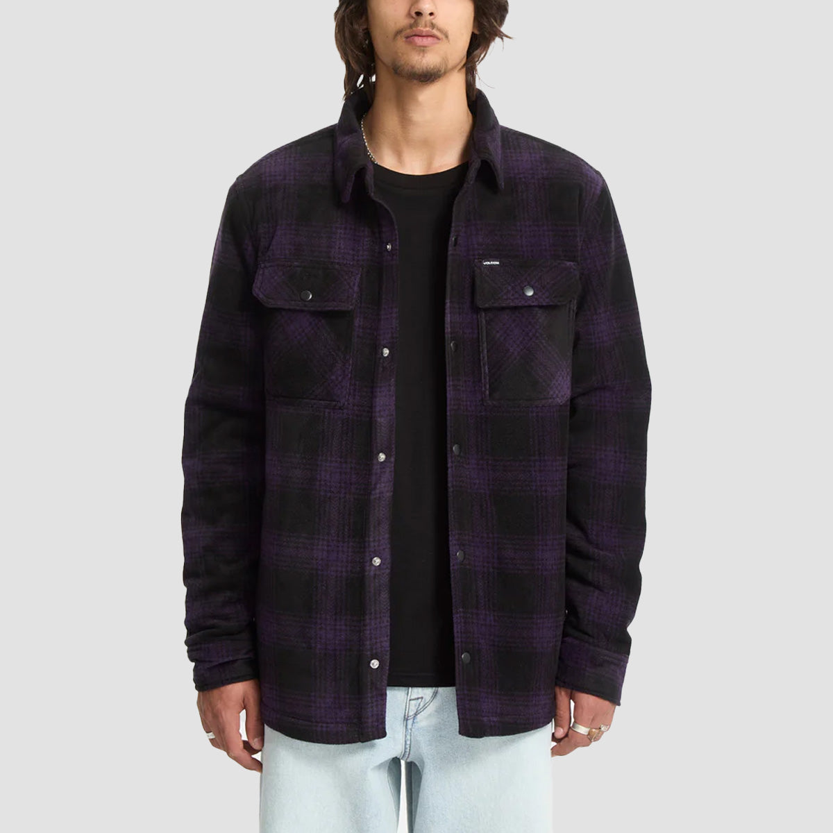 Volcom Bowered Fleece Longsleeve Shirt Dark Purple